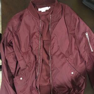 H&M Bomber Jacket Small Burgundy